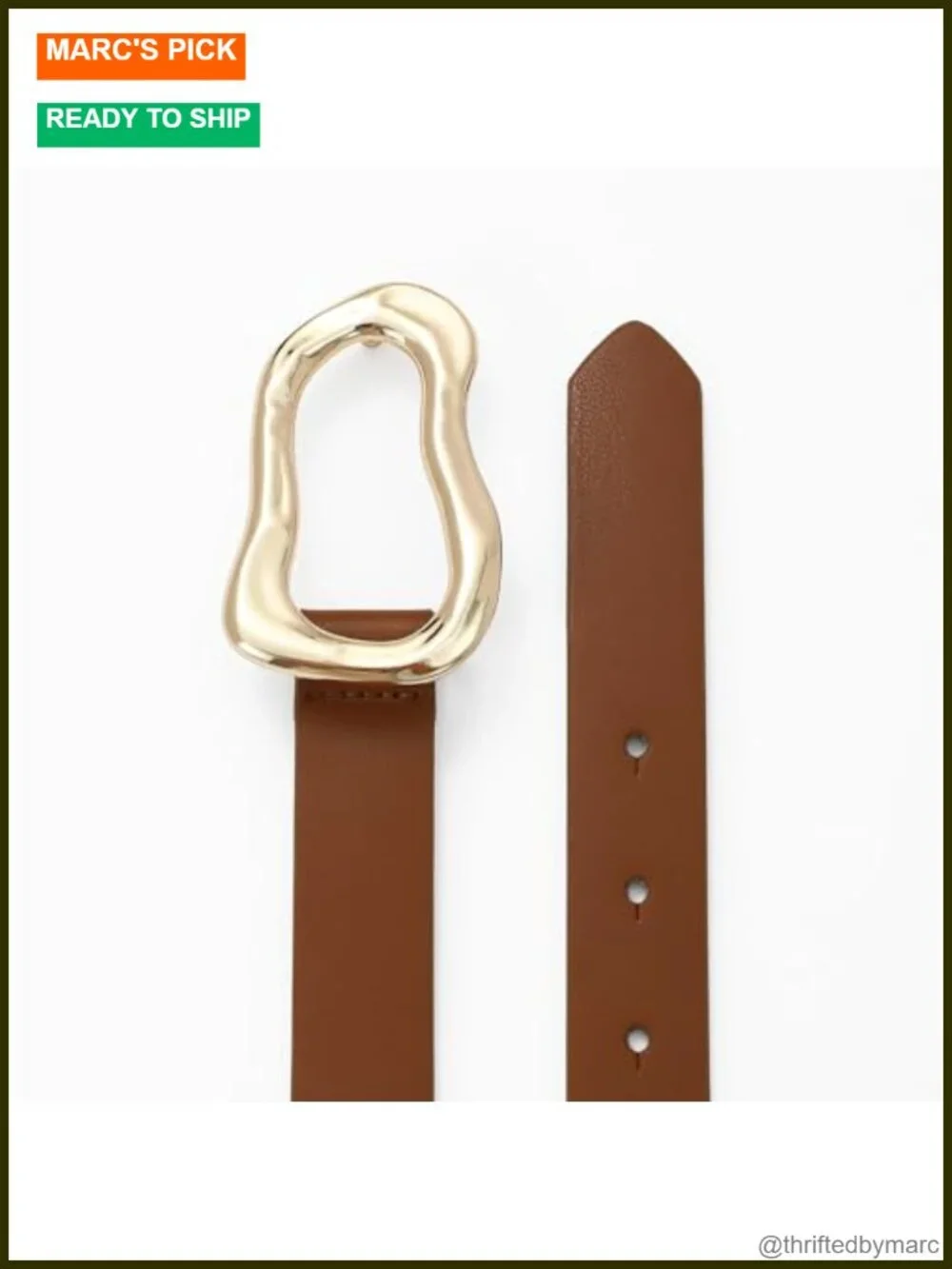 Faux Leather Belt with Artistic Gold Buckle for Women